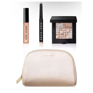 BOBBI BROWN Illuminating Essentials Set Highlighter, Gloss, Eyeshadow, Bag